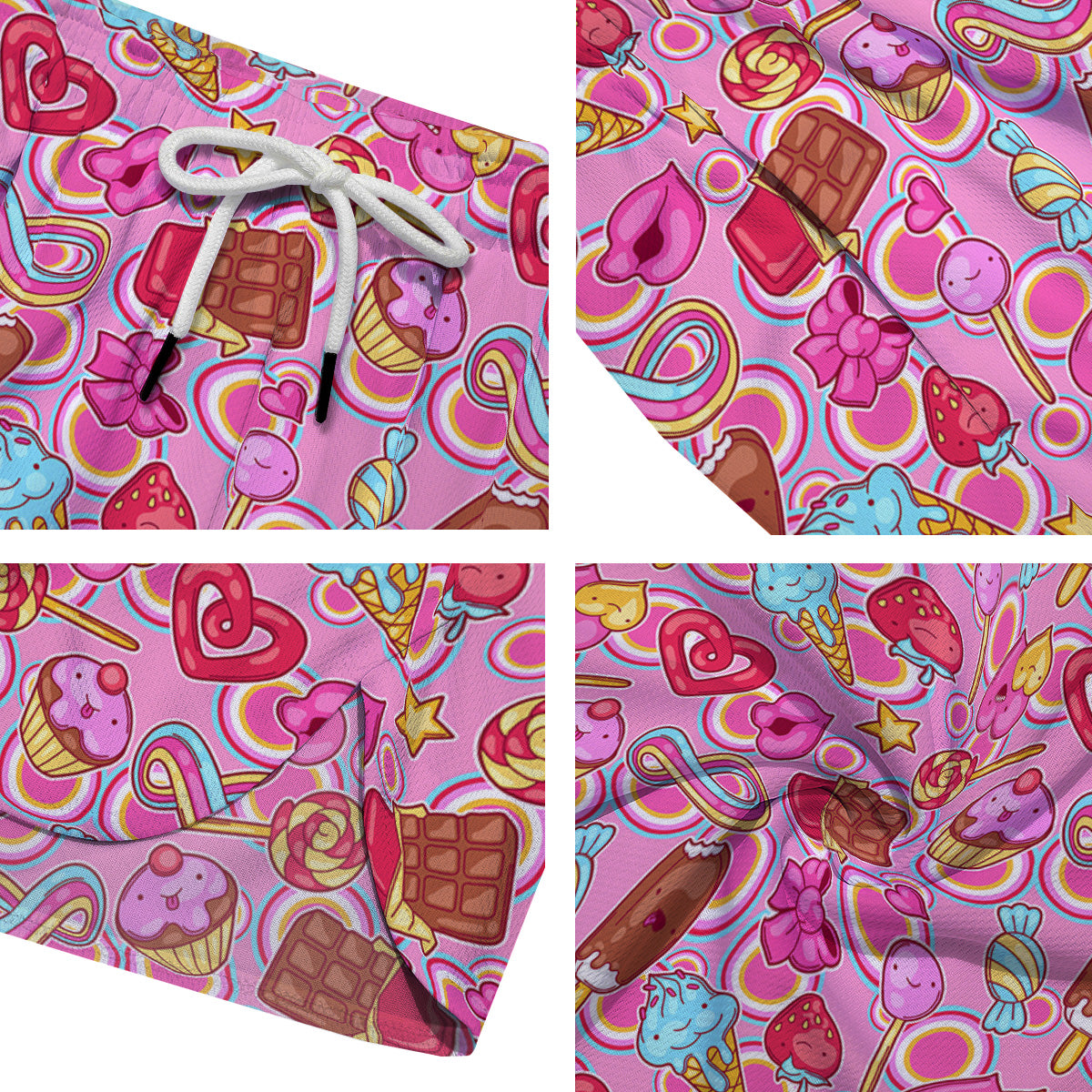 Pink Sweet Candy Print Pattern Men's Running Shorts-grizzshop