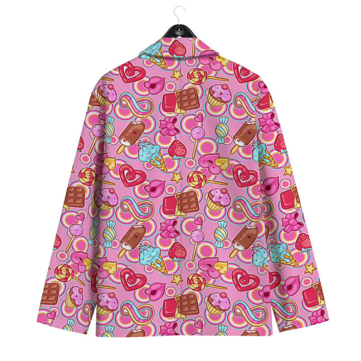 Pink Sweet Candy Print Pattern Men's Sport Coat-grizzshop