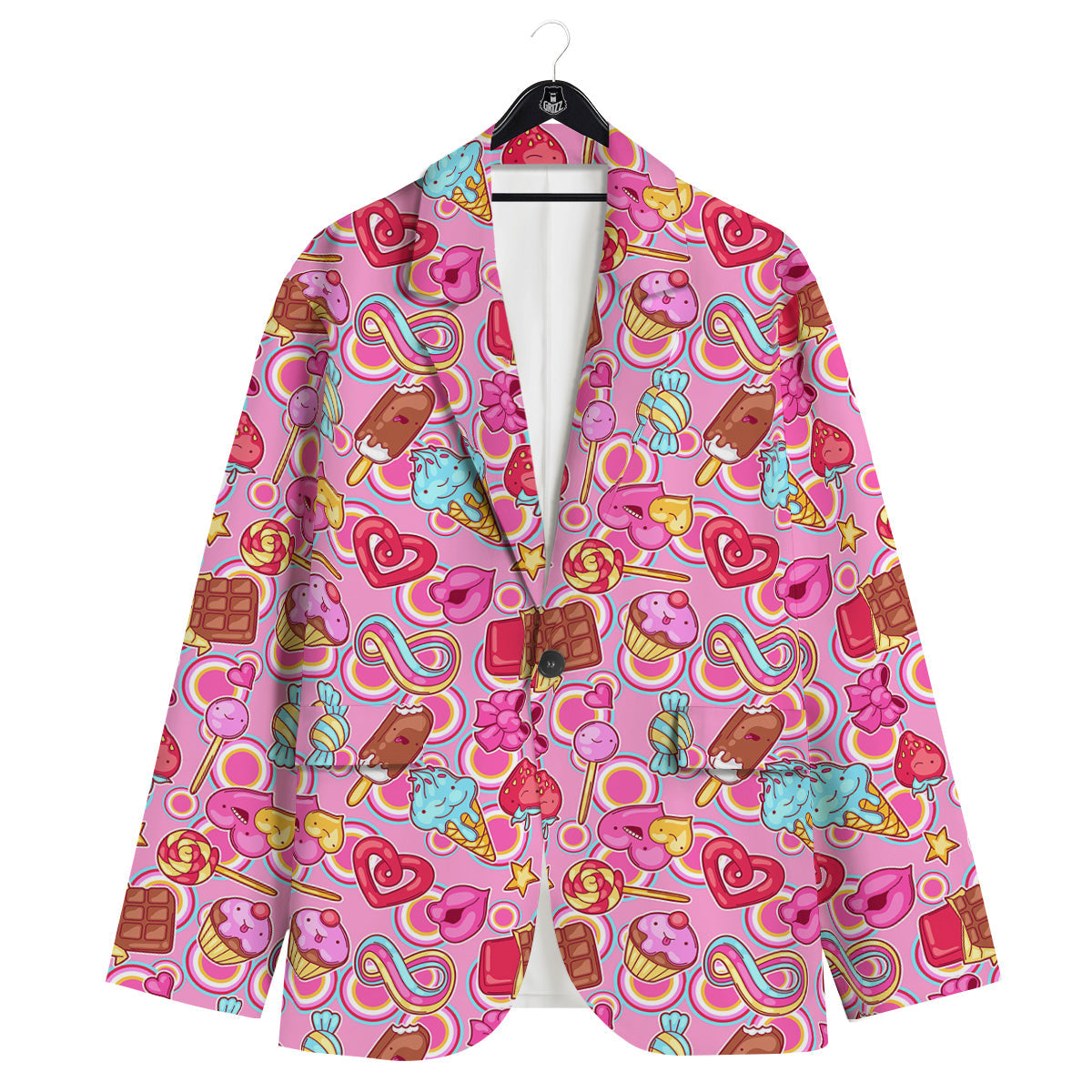Pink Sweet Candy Print Pattern Men's Sport Coat-grizzshop
