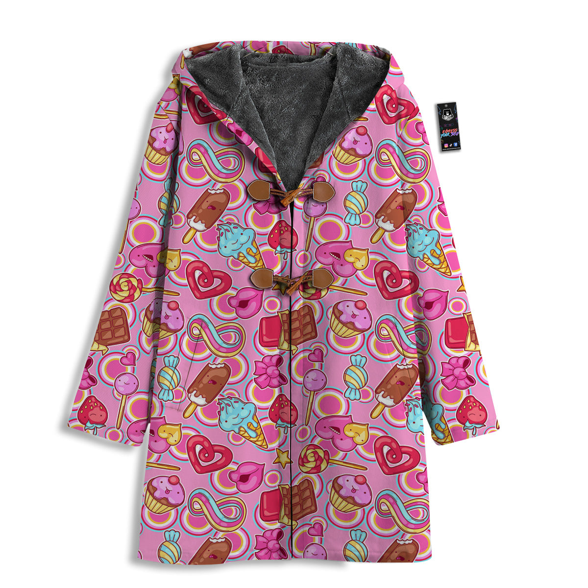 Pink Sweet Candy Print Pattern Men's Windbreaker Jacket-grizzshop
