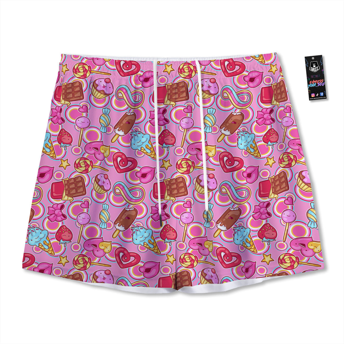 Portrait Fox Print Mesh Shorts
