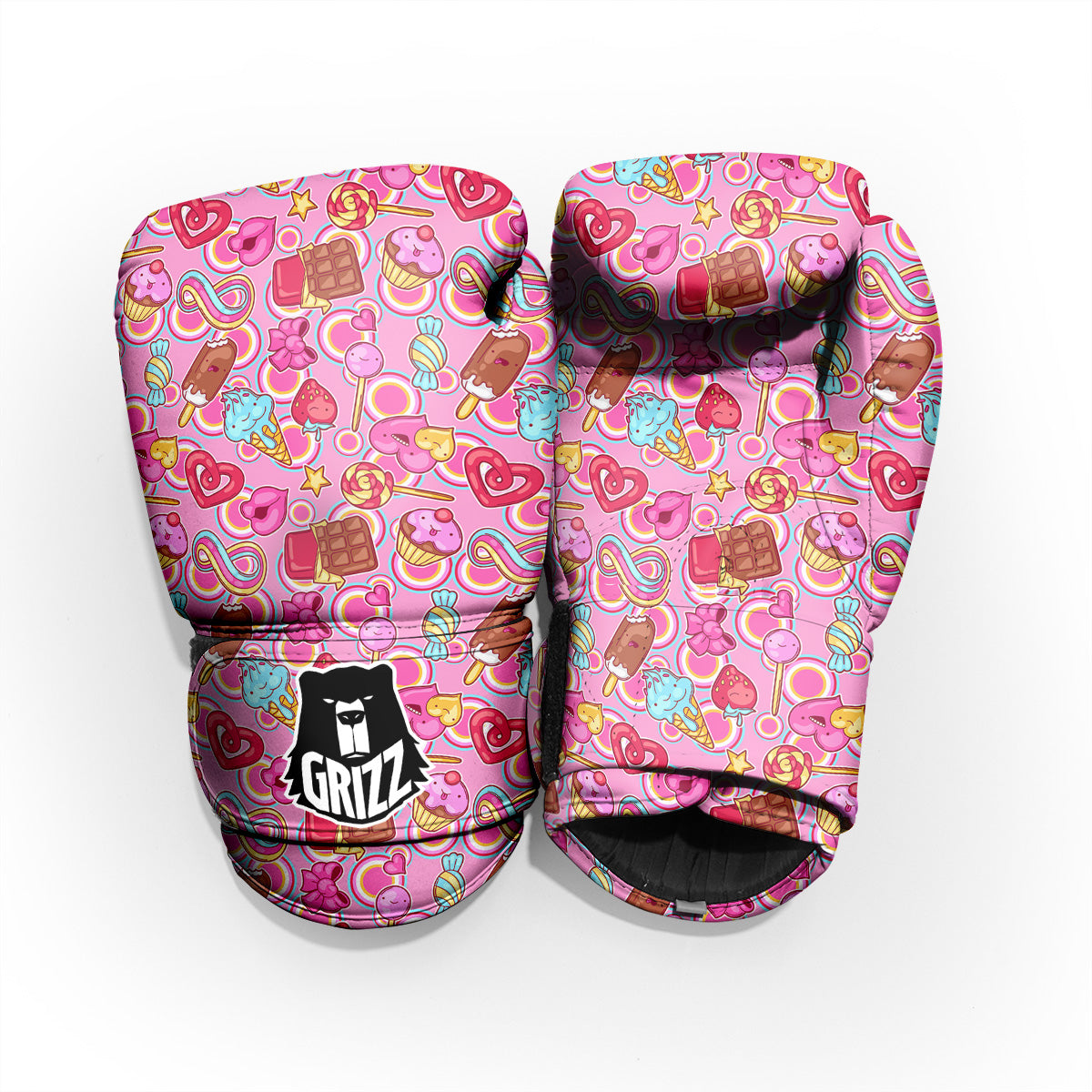 Pink Sweet Candy Print Pattern Pro Boxing Glove
