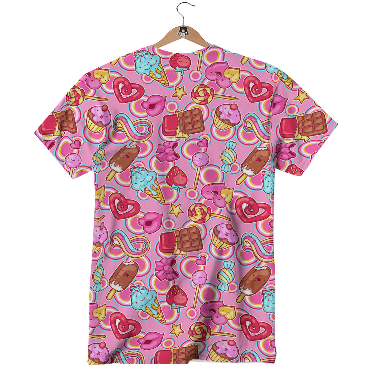 Pink Sweet Candy Print Pattern T-Shirt-grizzshop