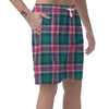 Pink Teal Plaid Tartan Men's Shorts-grizzshop