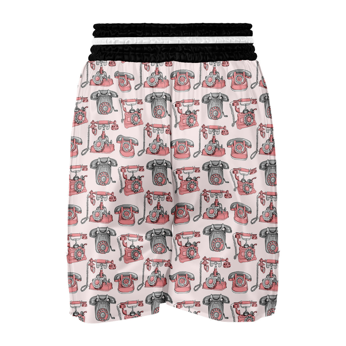 Pink Telephone Print Pattern Boxing Shorts-grizzshop