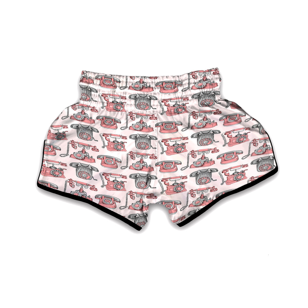 Pink Telephone Print Pattern Muay Thai Boxing Shorts-grizzshop