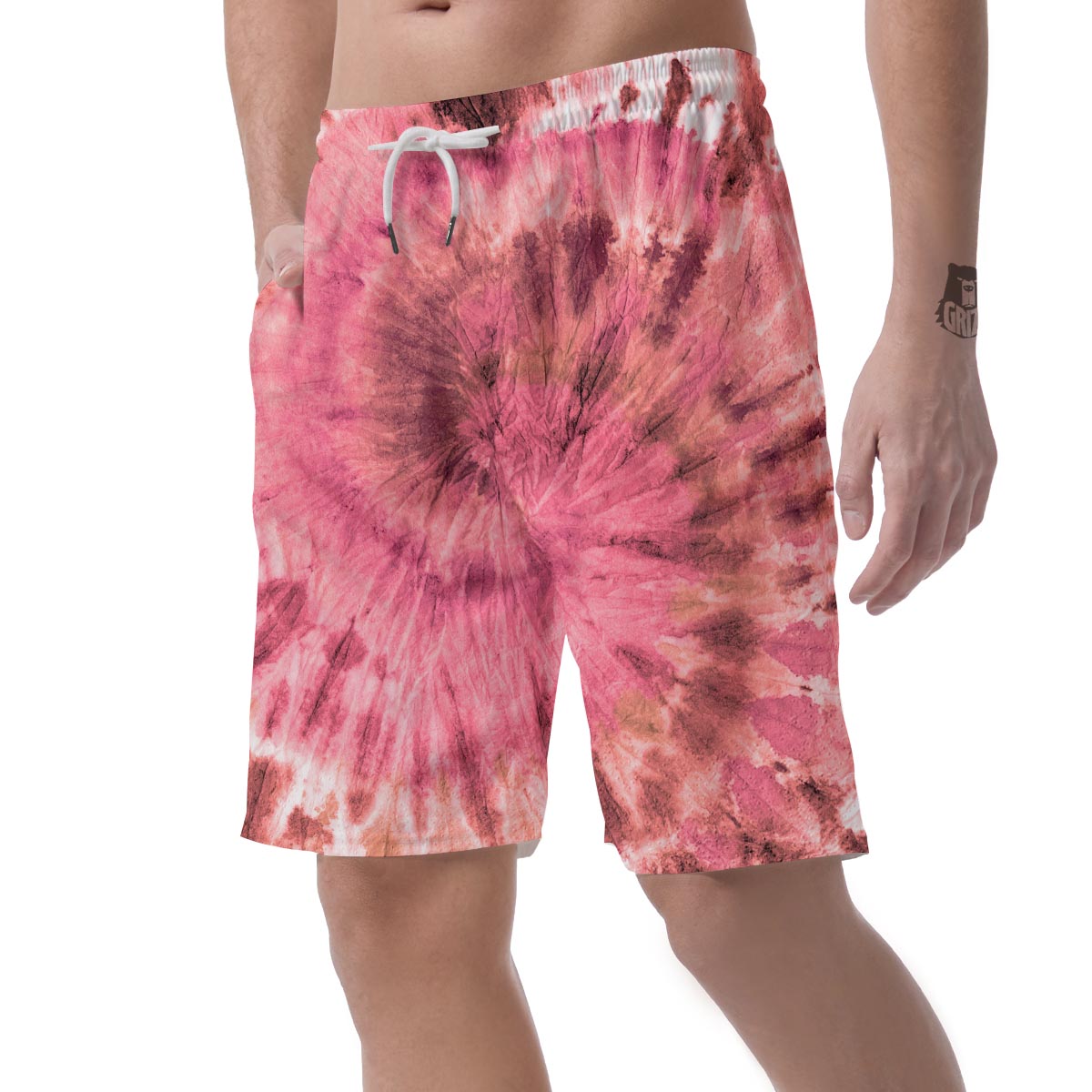 Pink Tie Dye Print Men's Shorts-grizzshop