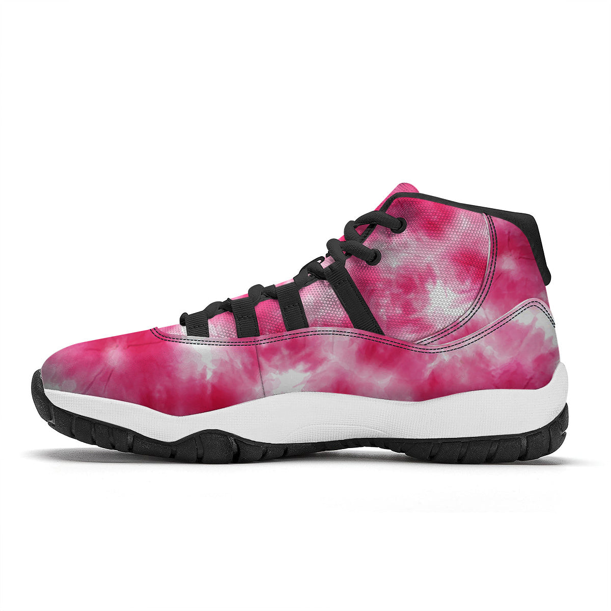 Pink Tie Dye Shibori Black Bball Shoes-grizzshop