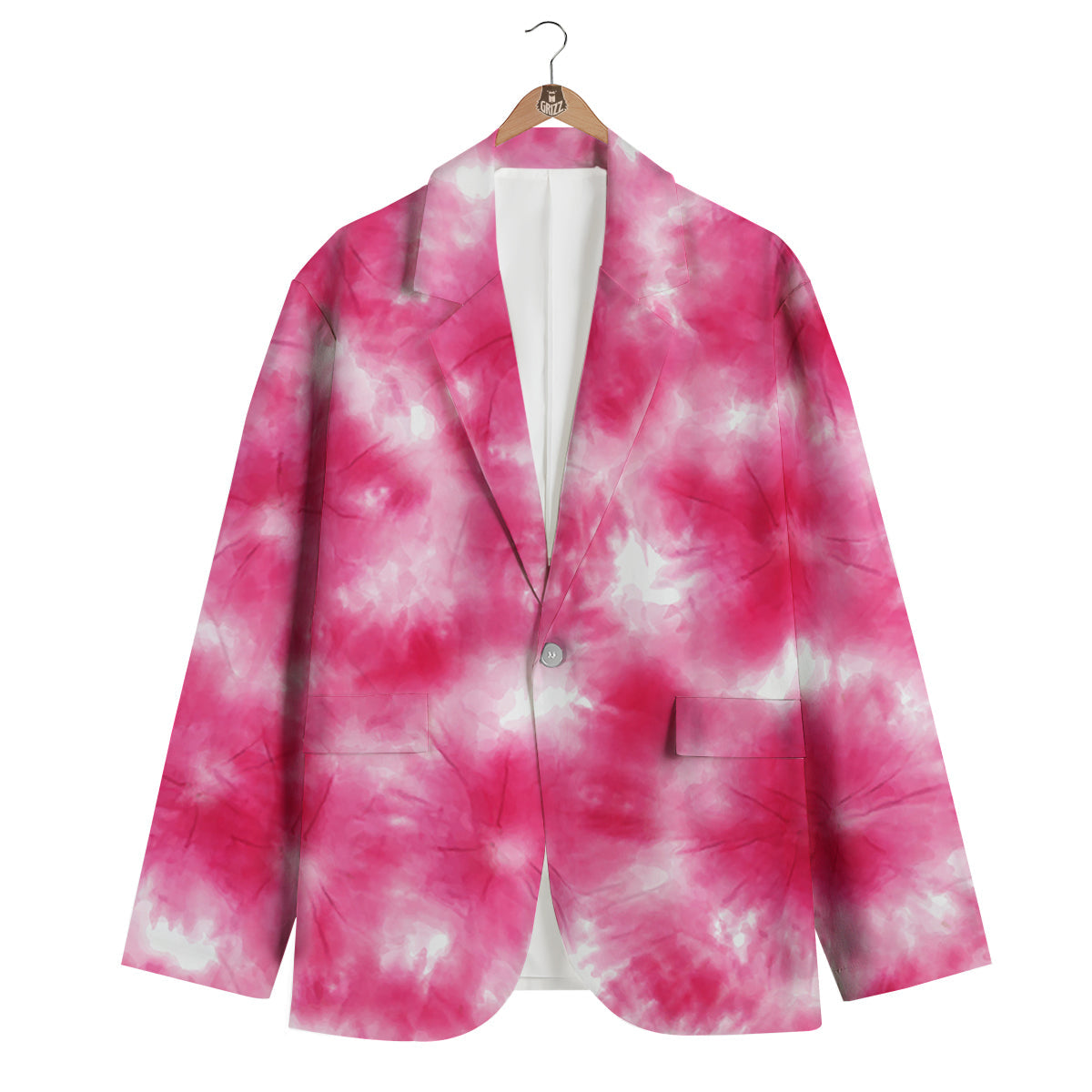 Pink Tie Dye Shibori Men's Blazer-grizzshop