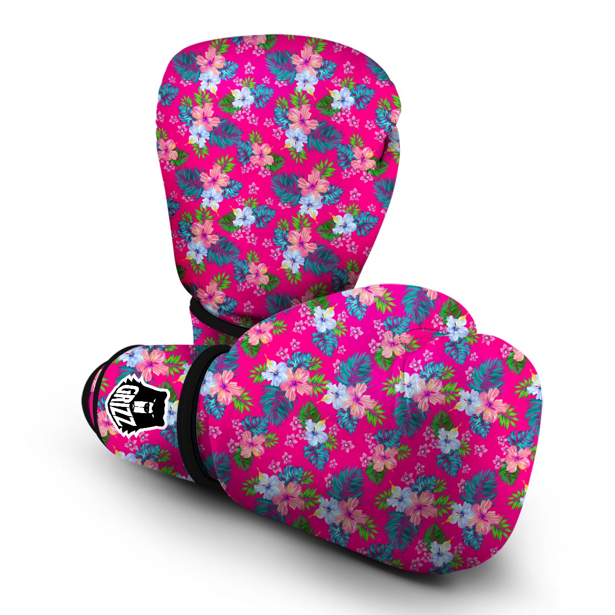 Pink Tropical Hibiscus Boxing Gloves-grizzshop