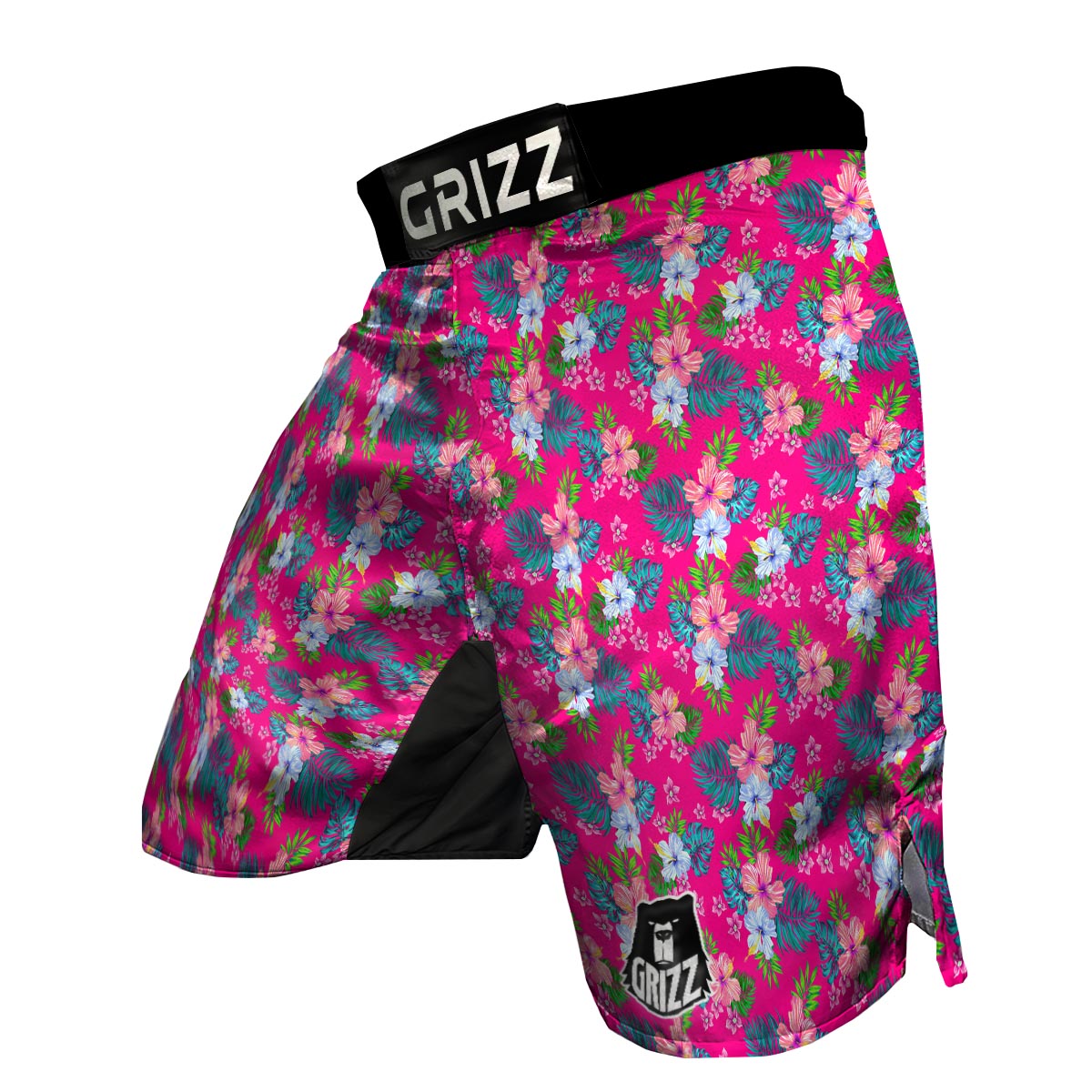 Pink Tropical Hibiscus MMA Shorts-grizzshop