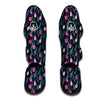 Pink Tulip And Black Print Pattern Muay Thai Shin Guards-grizzshop