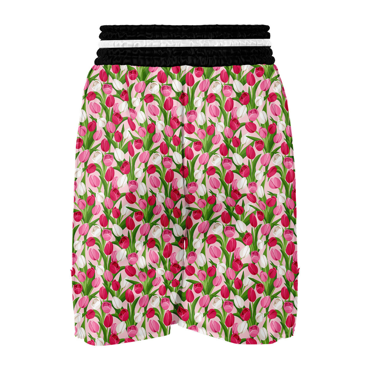 Pink Tulip Exotic Print Pattern Boxing Shorts-grizzshop