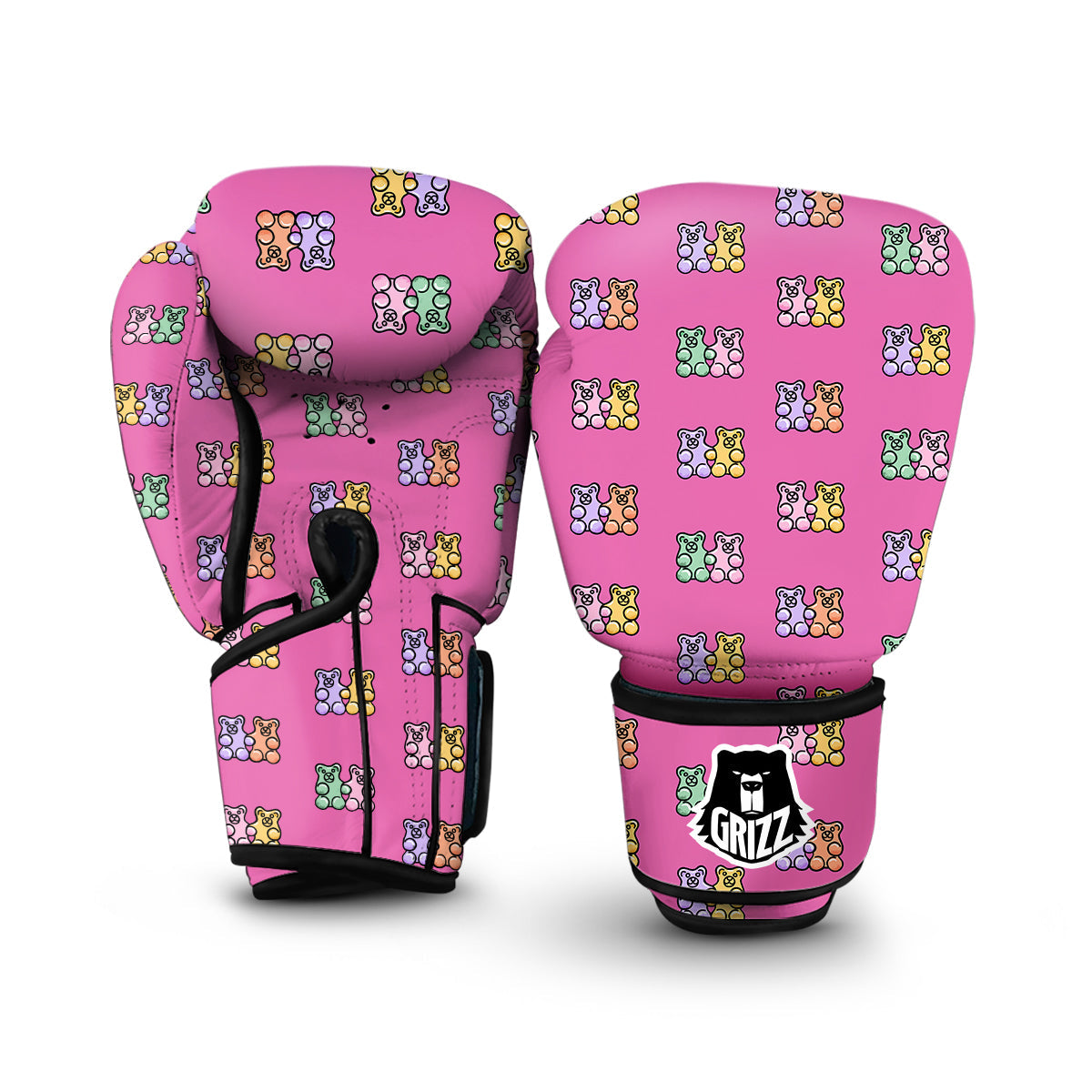 Pink Twins Gummy Bear Print Pattern Boxing Gloves-grizzshop