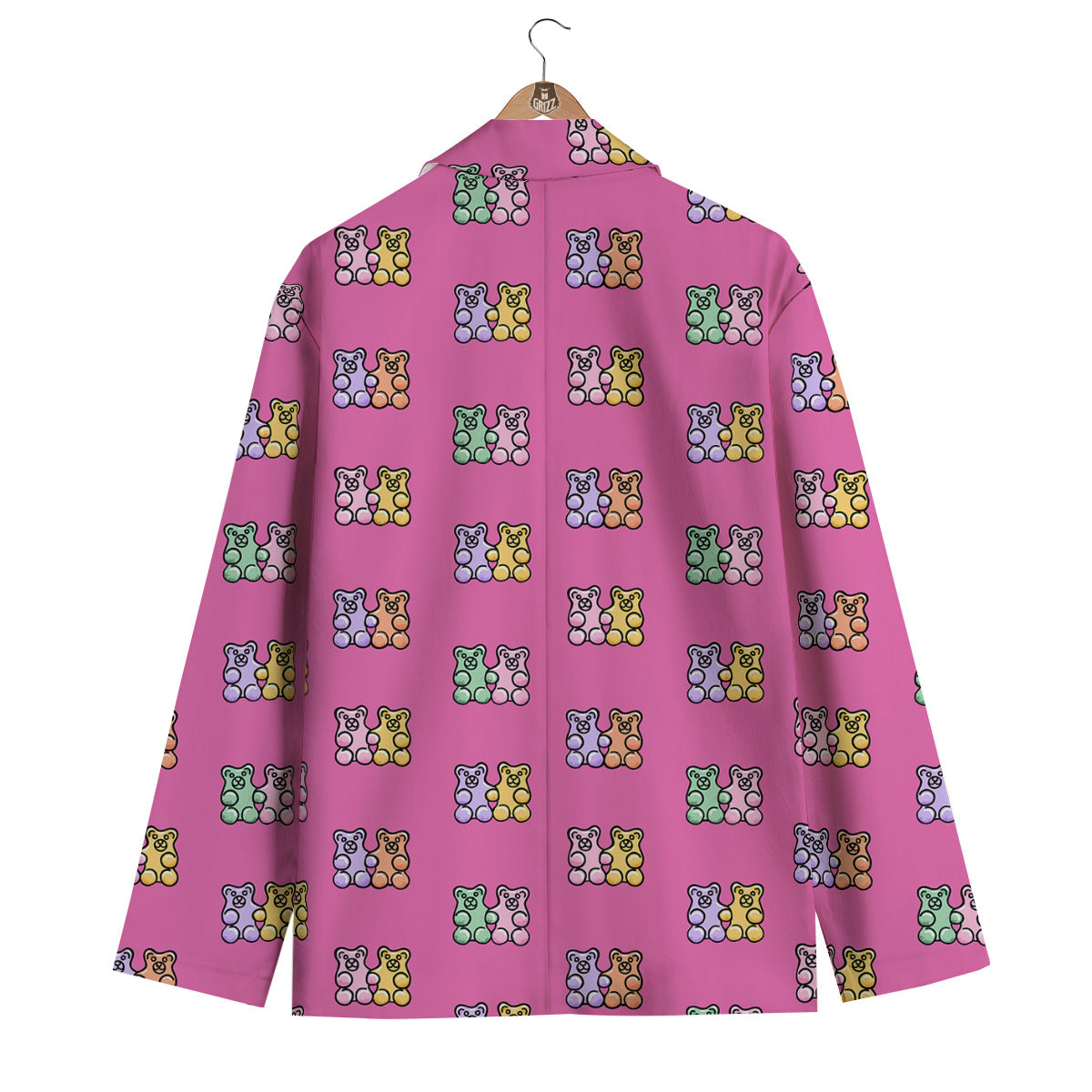 Pink Twins Gummy Bear Print Pattern Men's Blazer-grizzshop