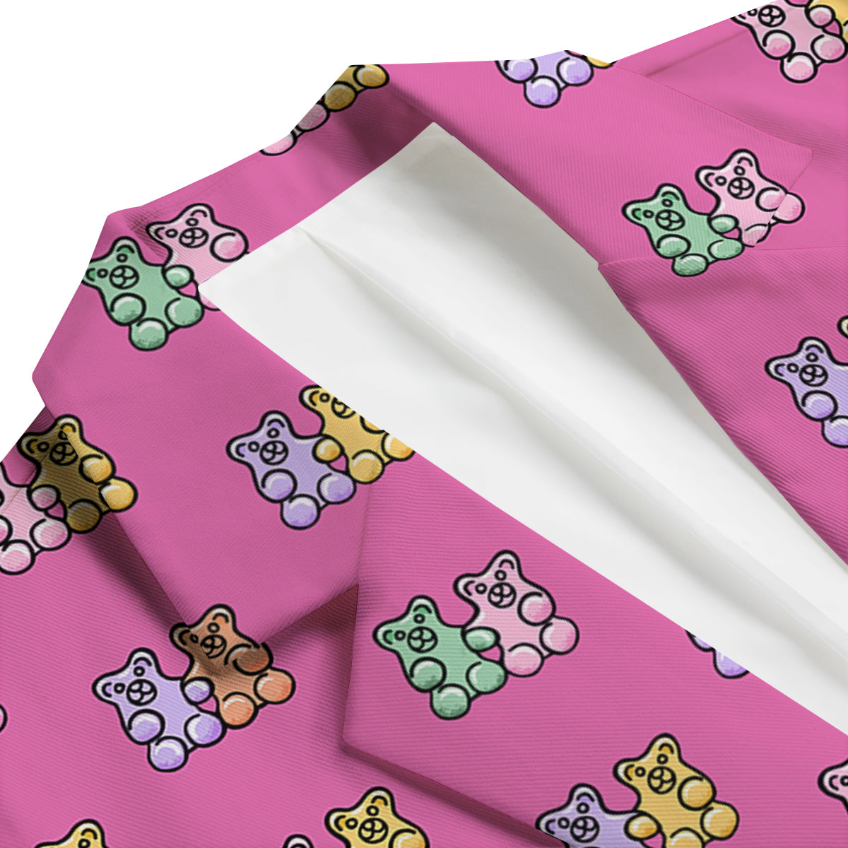 Pink Twins Gummy Bear Print Pattern Men's Blazer-grizzshop