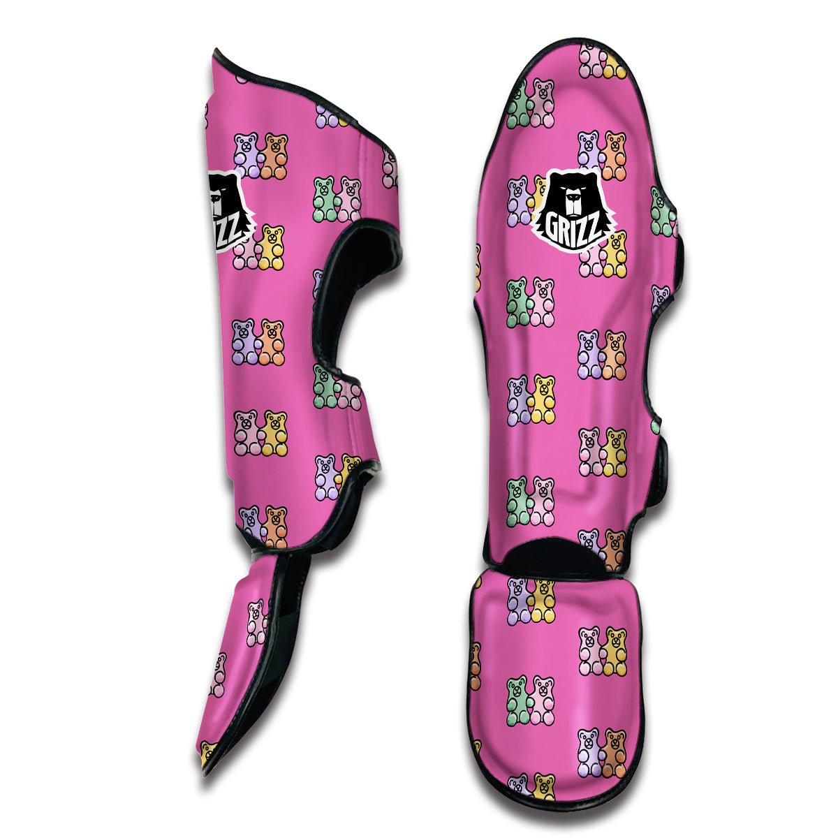 Pink Twins Gummy Bear Print Pattern Muay Thai Shin Guards-grizzshop