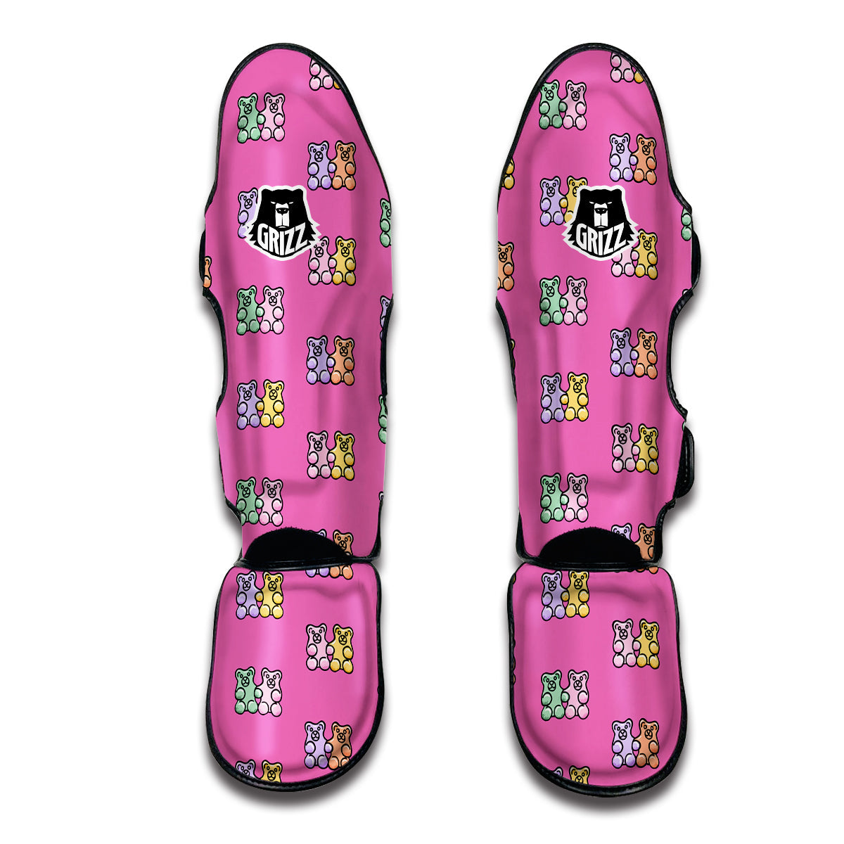 Pink Twins Gummy Bear Print Pattern Muay Thai Shin Guards-grizzshop
