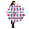 Pink White And Blue Argyle Print Pattern Umbrella-grizzshop