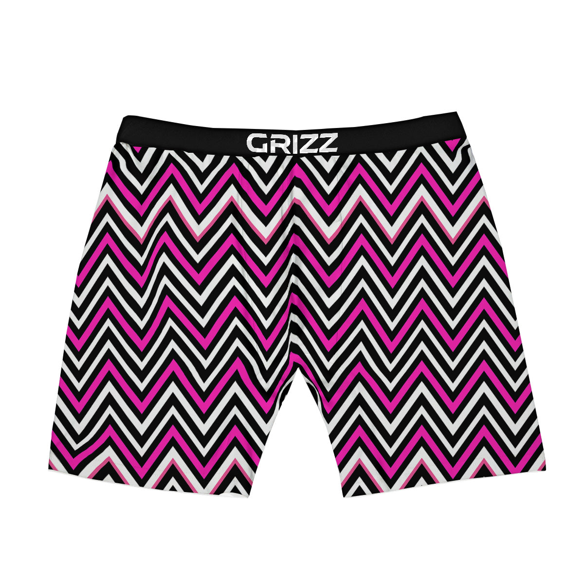 Pink White Black Zigzag Print Pattern Boxer Briefs-grizzshop