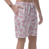 Pink White Cow Print Men's Shorts-grizzshop