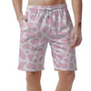 Pink White Cow Print Men's Shorts-grizzshop