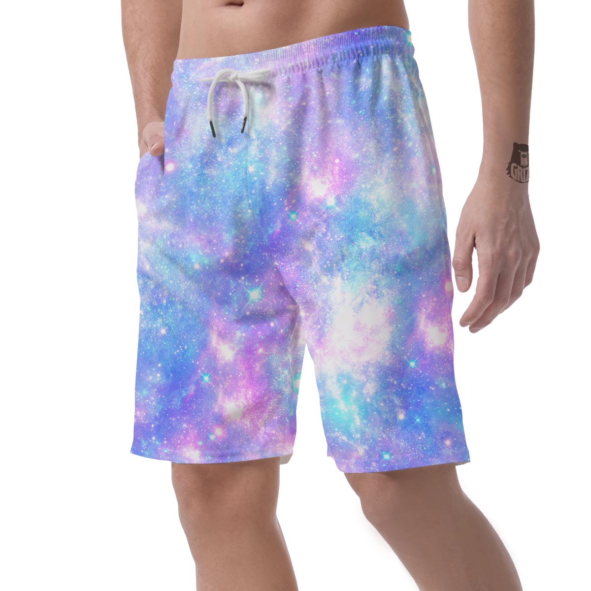 Pink and Blue Galaxy Space Men's Shorts-grizzshop