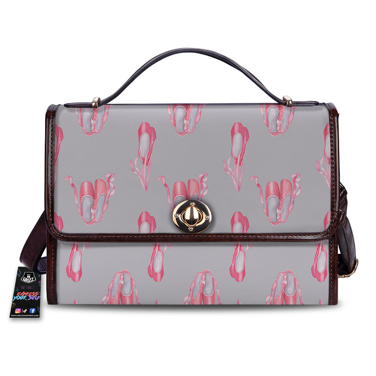 Pink Ballet Shoes Print Pattern Women's Satchel Bag