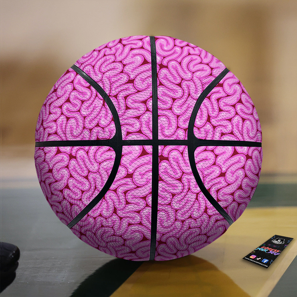 Pink Brains Cartoon Print Pattern Basketball