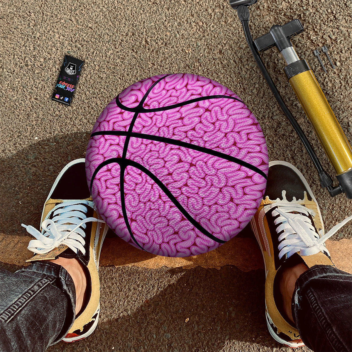 Pink Brains Cartoon Print Pattern Basketball