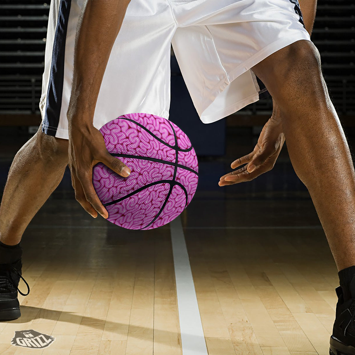Pink Brains Cartoon Print Pattern Basketball