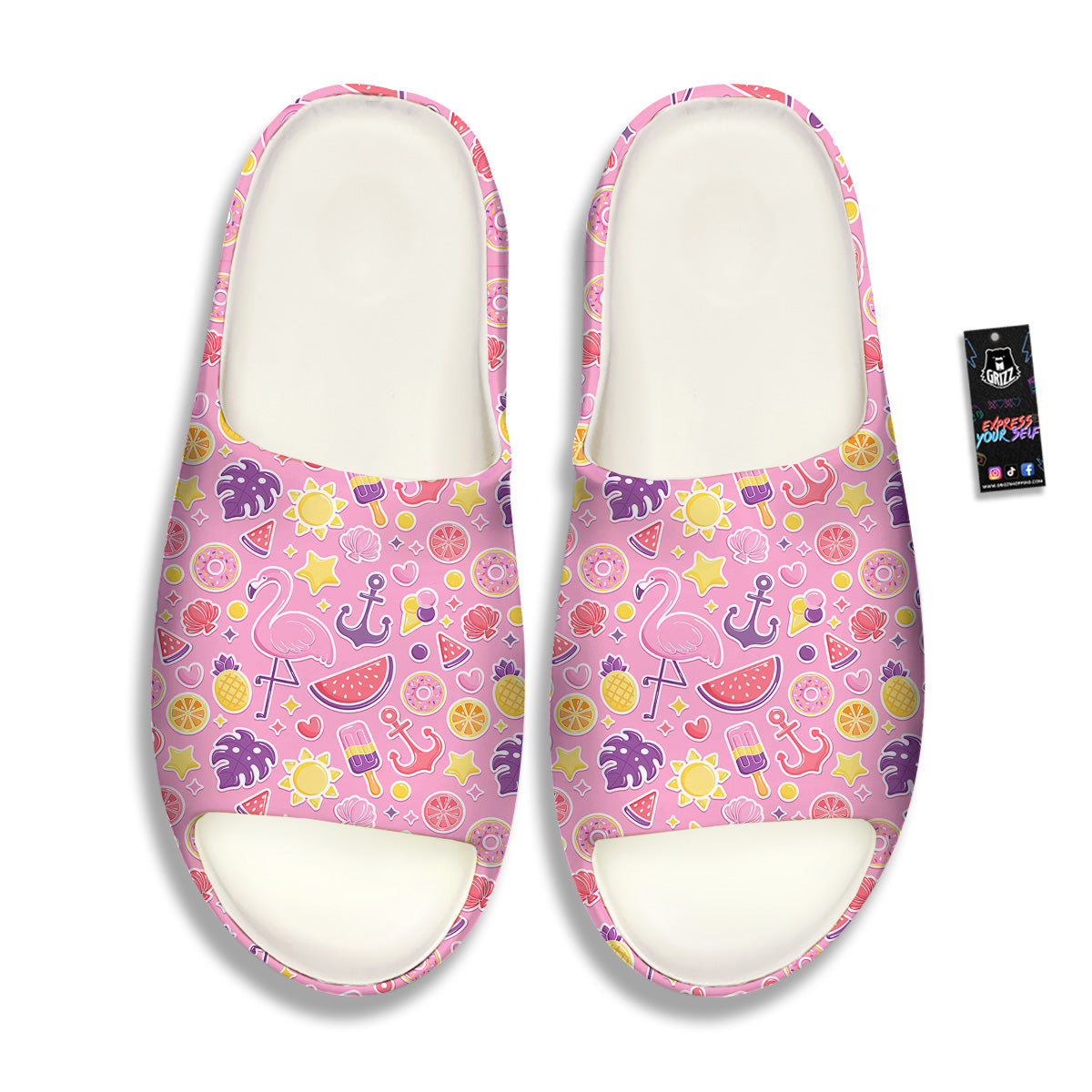 Pink Flamingo Summer Beach Print Pattern Sandals-grizzshop