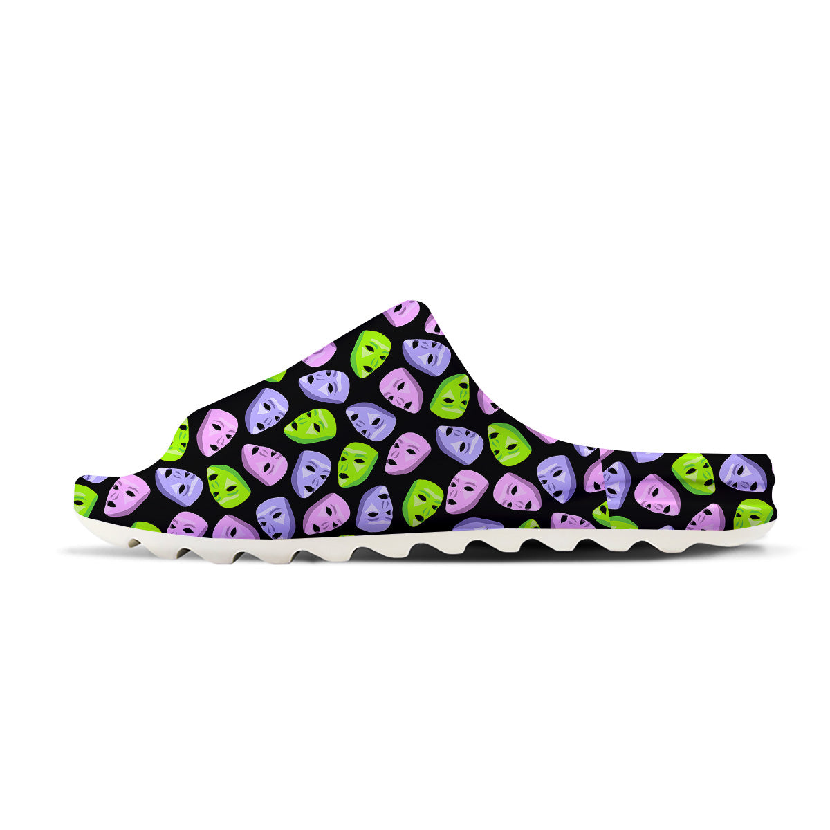 Pink Green And Purple Theater Masks Print Pattern Sandals-grizzshop