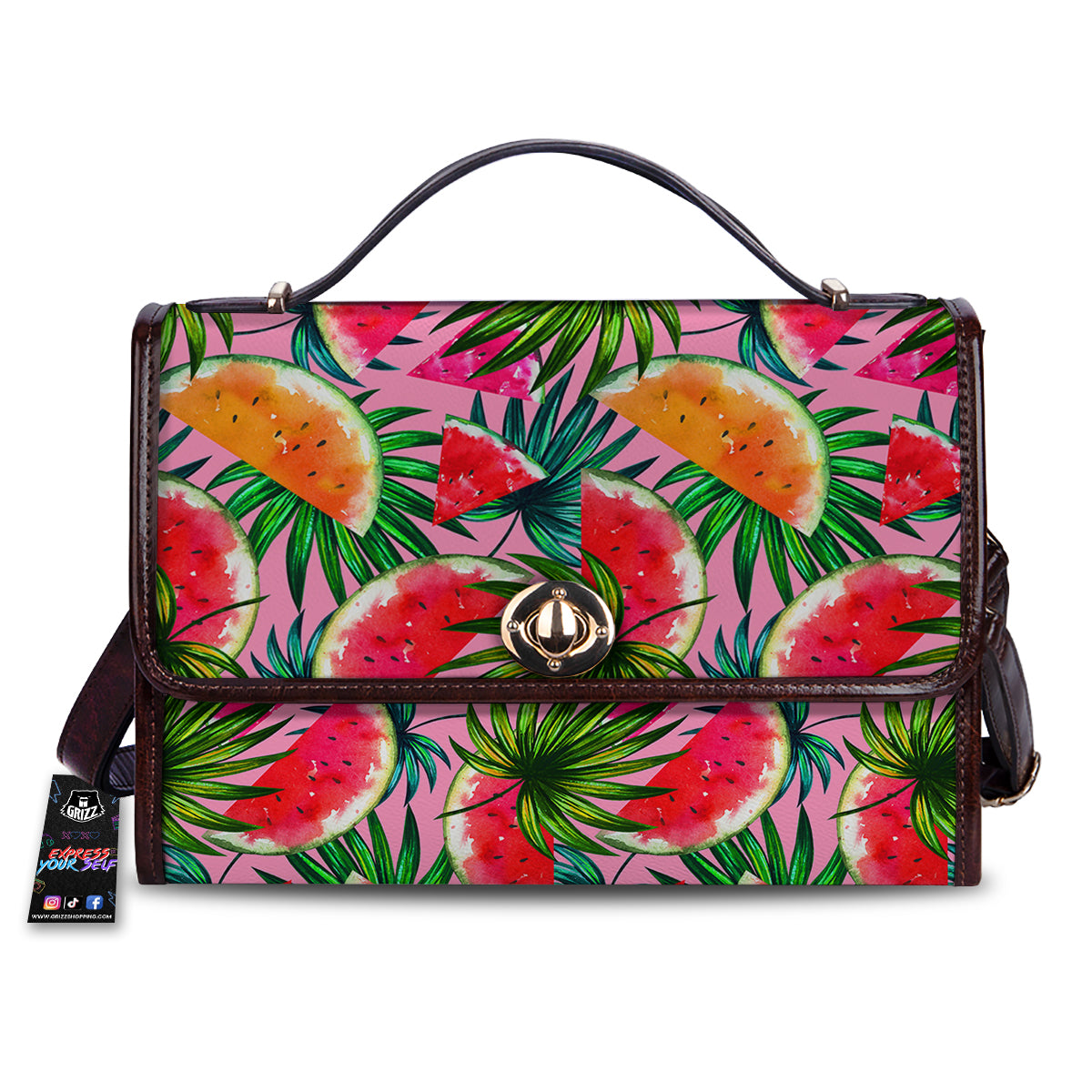 Pink Hawaiian Watermelon Print Pattern Women's Satchel Bag