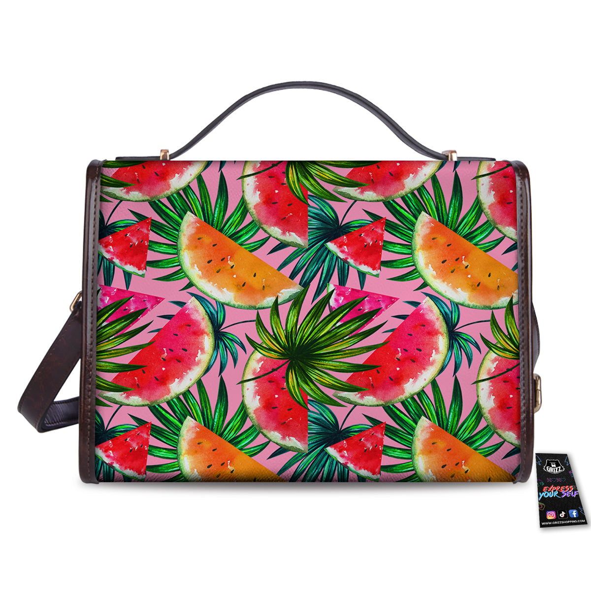 Pink Hawaiian Watermelon Print Pattern Women's Satchel Bag