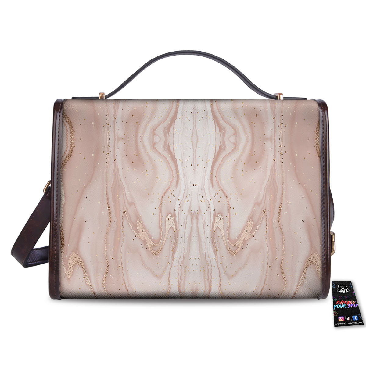 Pink Marble Print Pattern Women's Satchel Bag