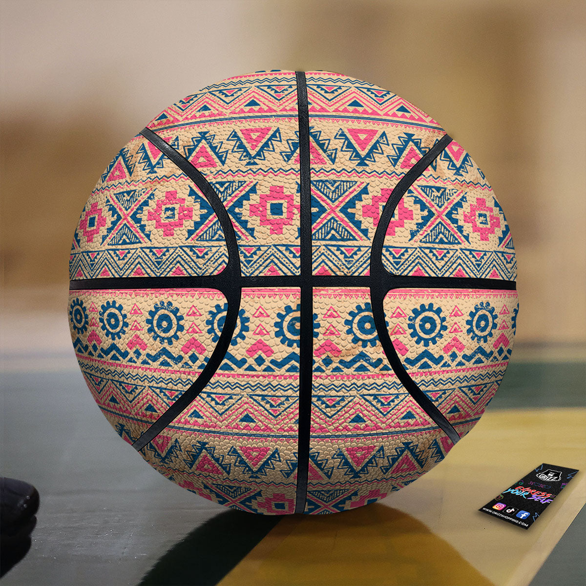 Pink Native Tribal Print Pattern Basketball