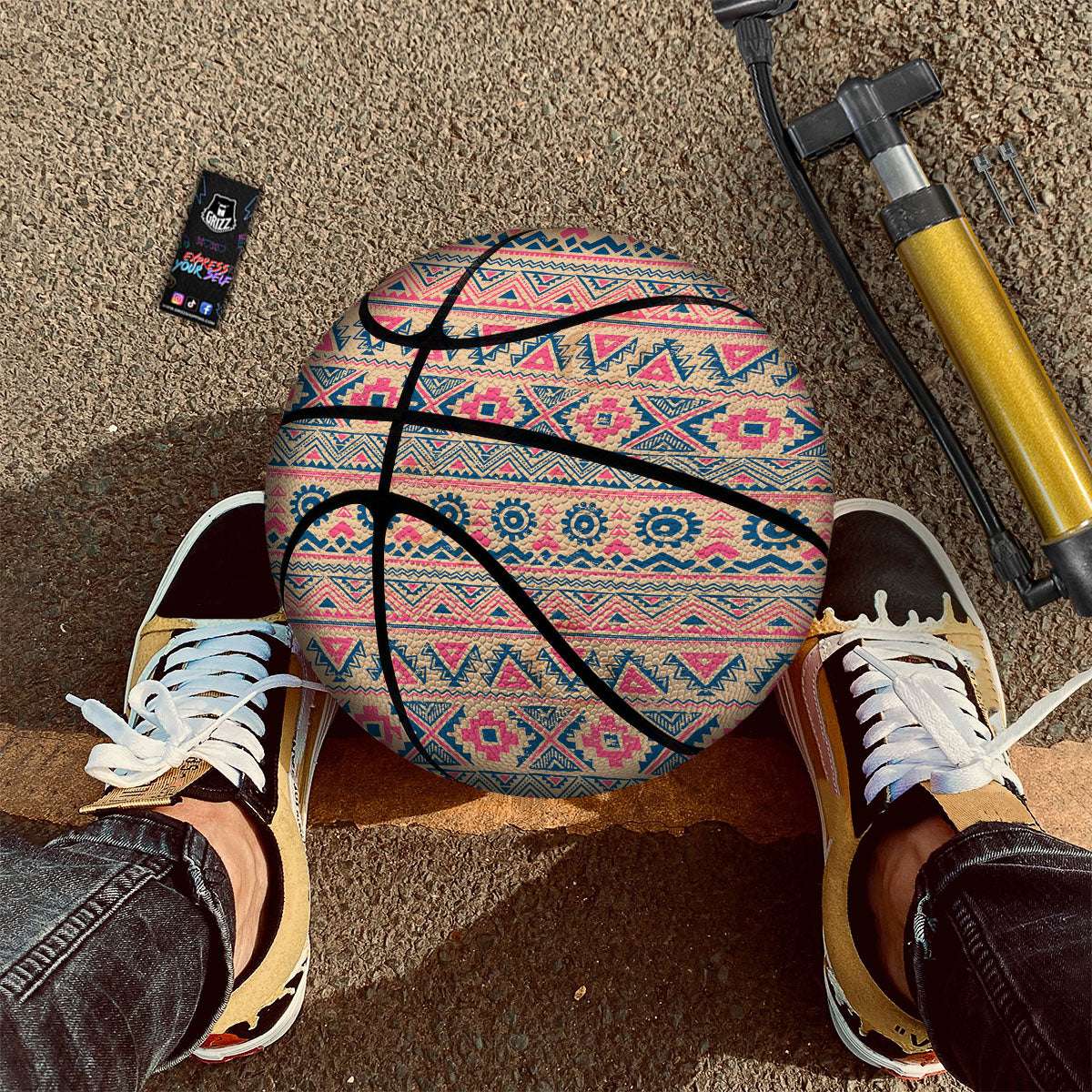 Pink Native Tribal Print Pattern Basketball