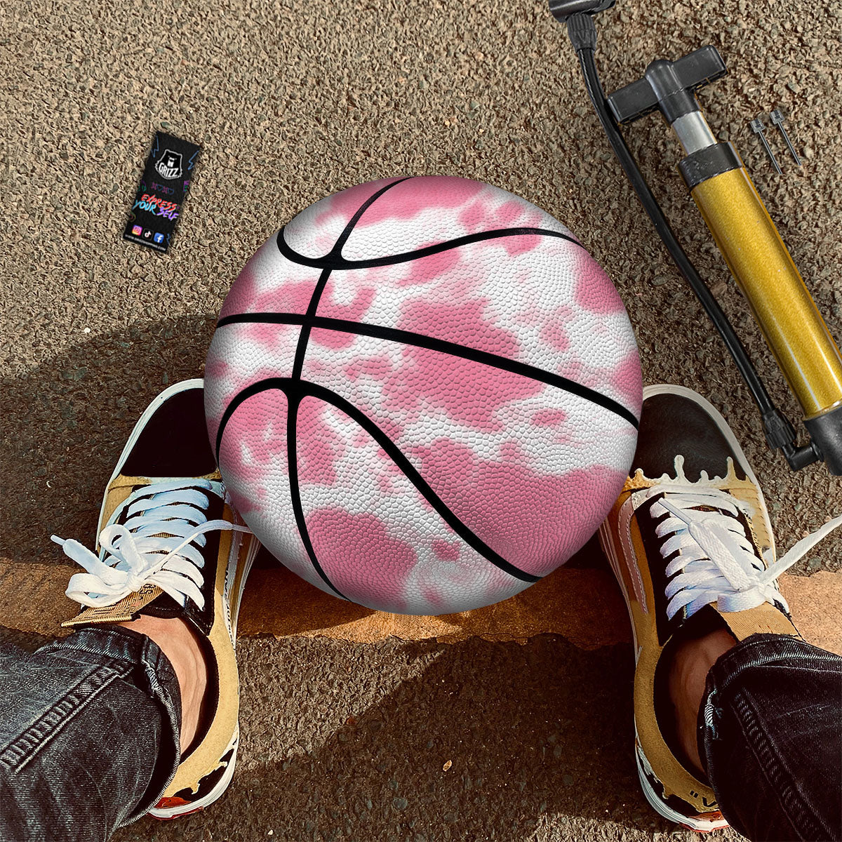 Pink Pastel And White Cow Print Basketball