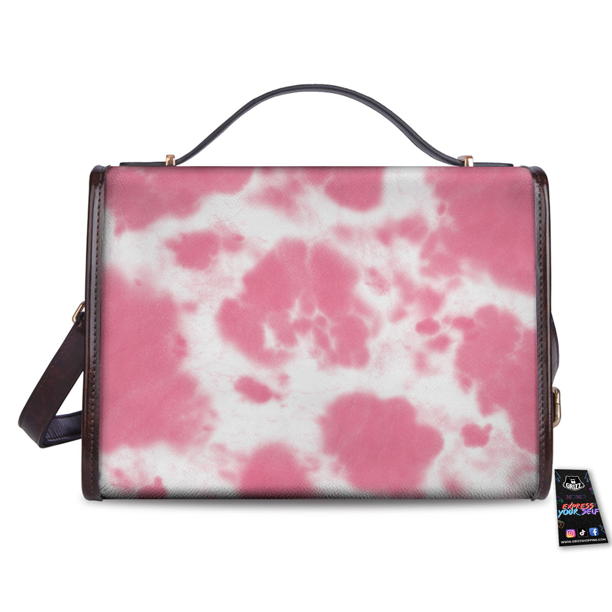 Pink Pastel And White Cow Print Women's Satchel Bag