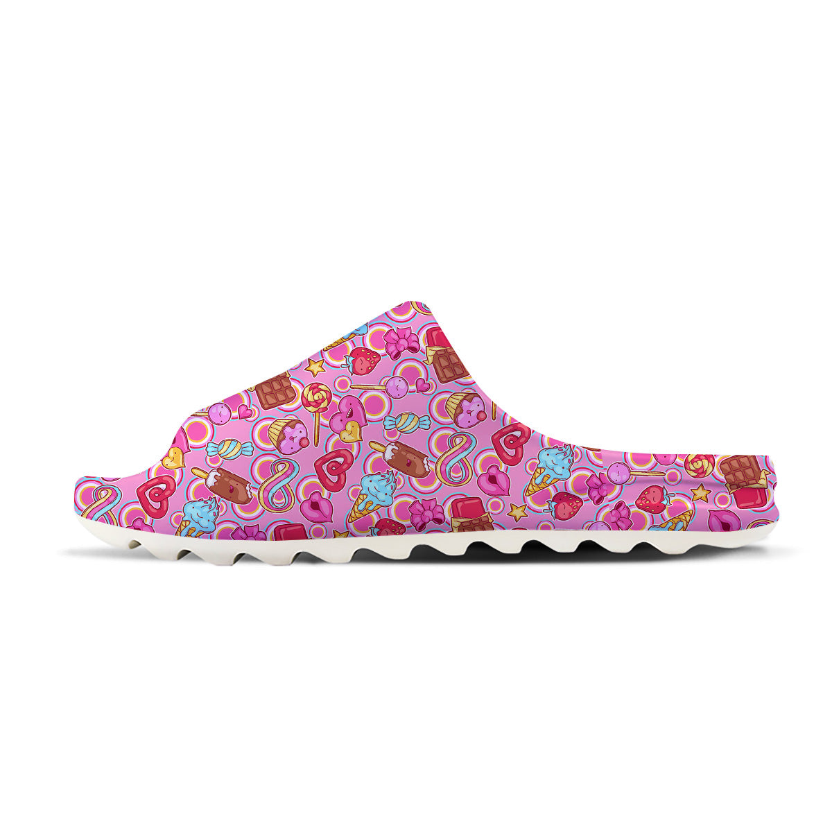 Pink Sweet Candy Print Pattern Sandals-grizzshop
