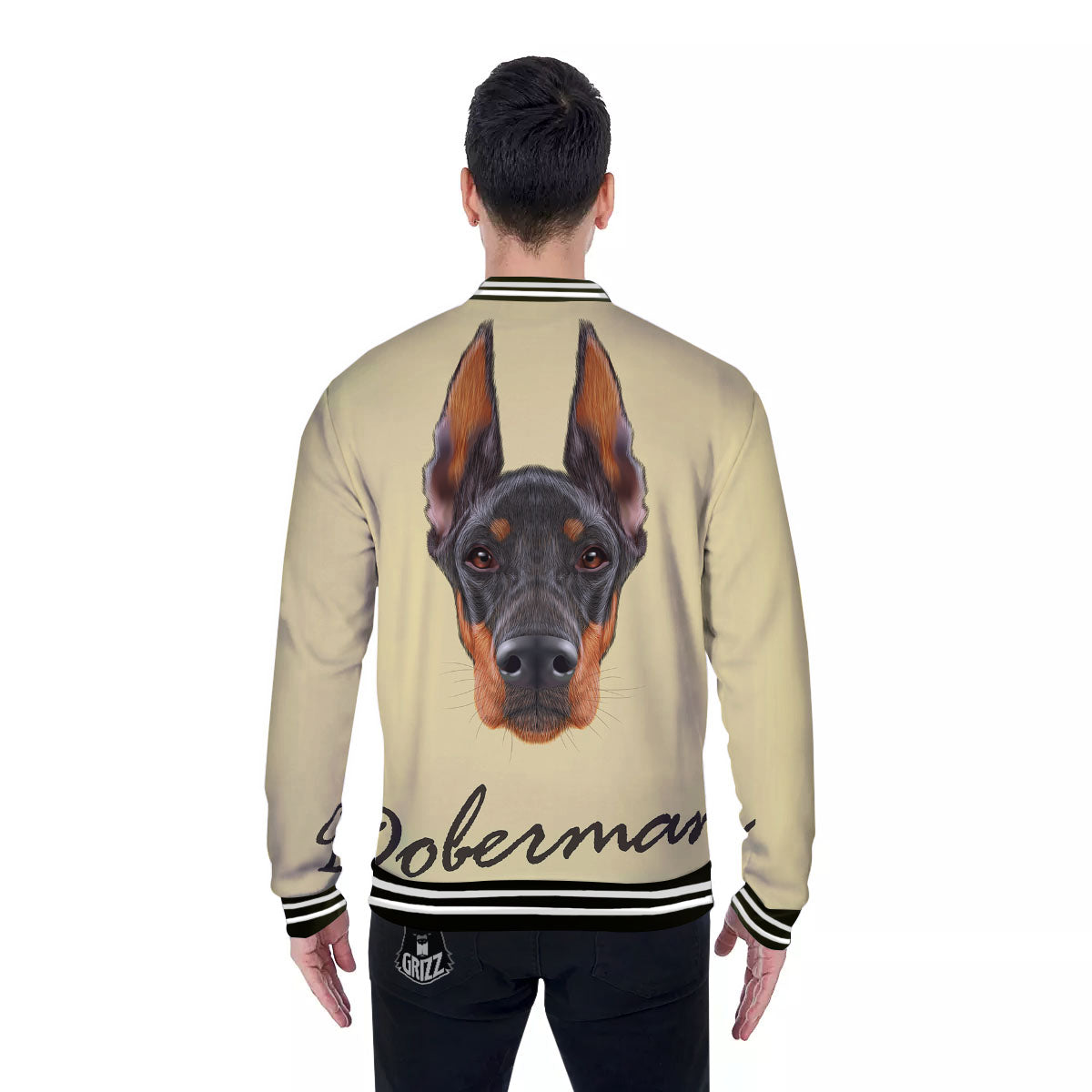 Pinscher Doberman Print Baseball Jacket-grizzshop