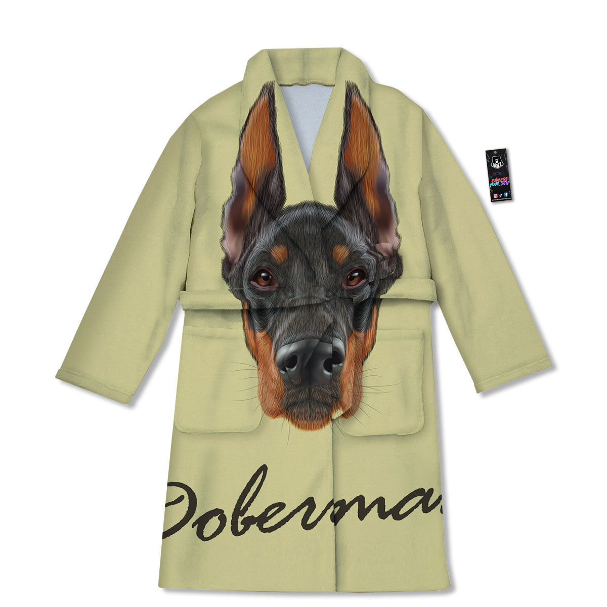 Pinscher Doberman Print Bathrobe-grizzshop
