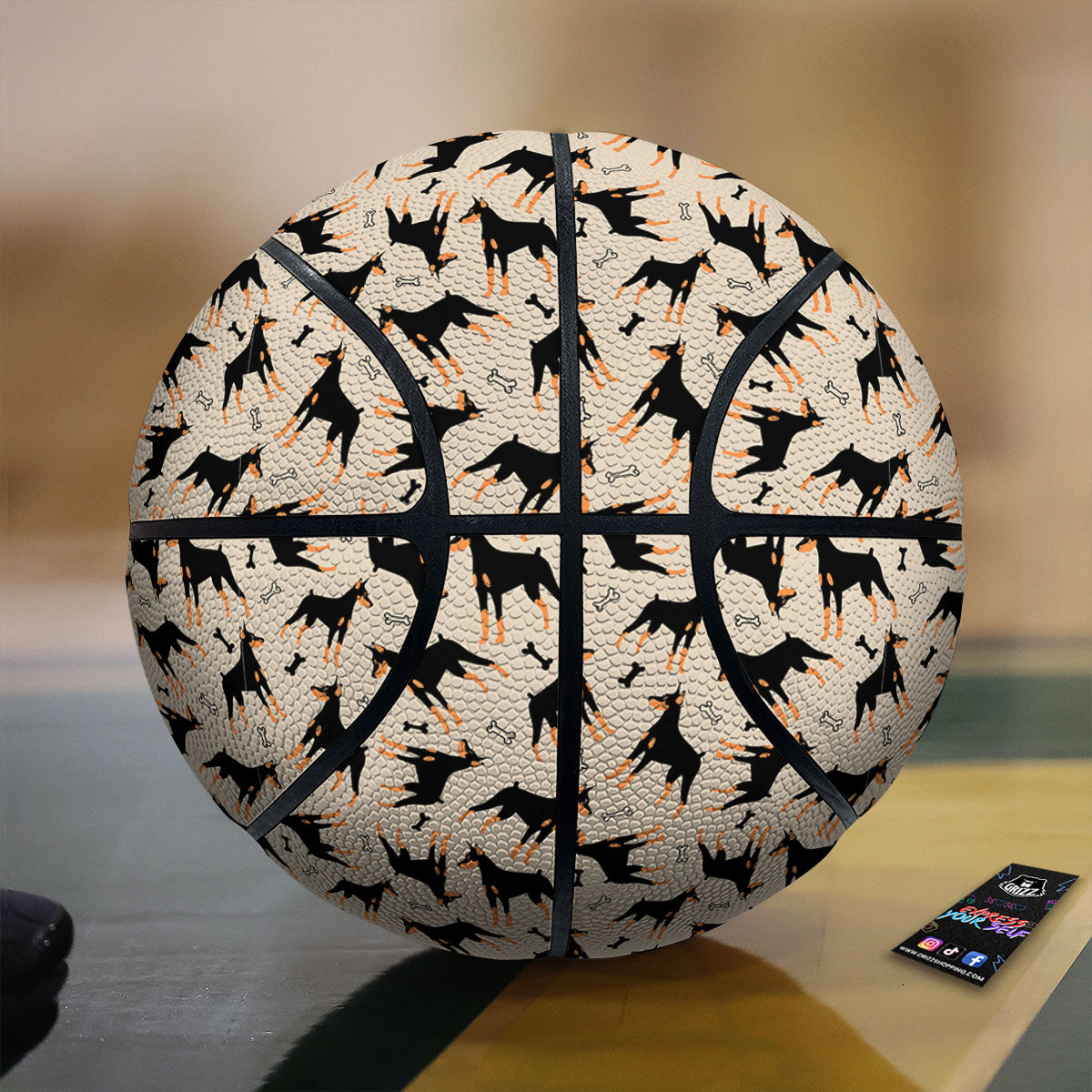 Pinscher Doberman Print Pattern Basketball-grizzshop
