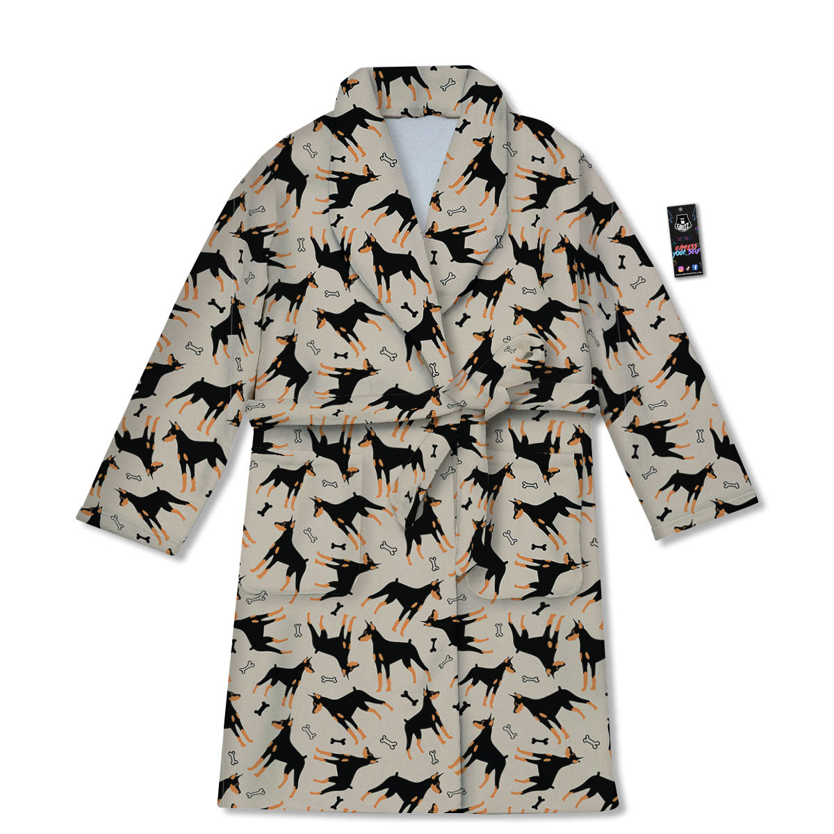 Pinscher Doberman Print Pattern Bathrobe-grizzshop