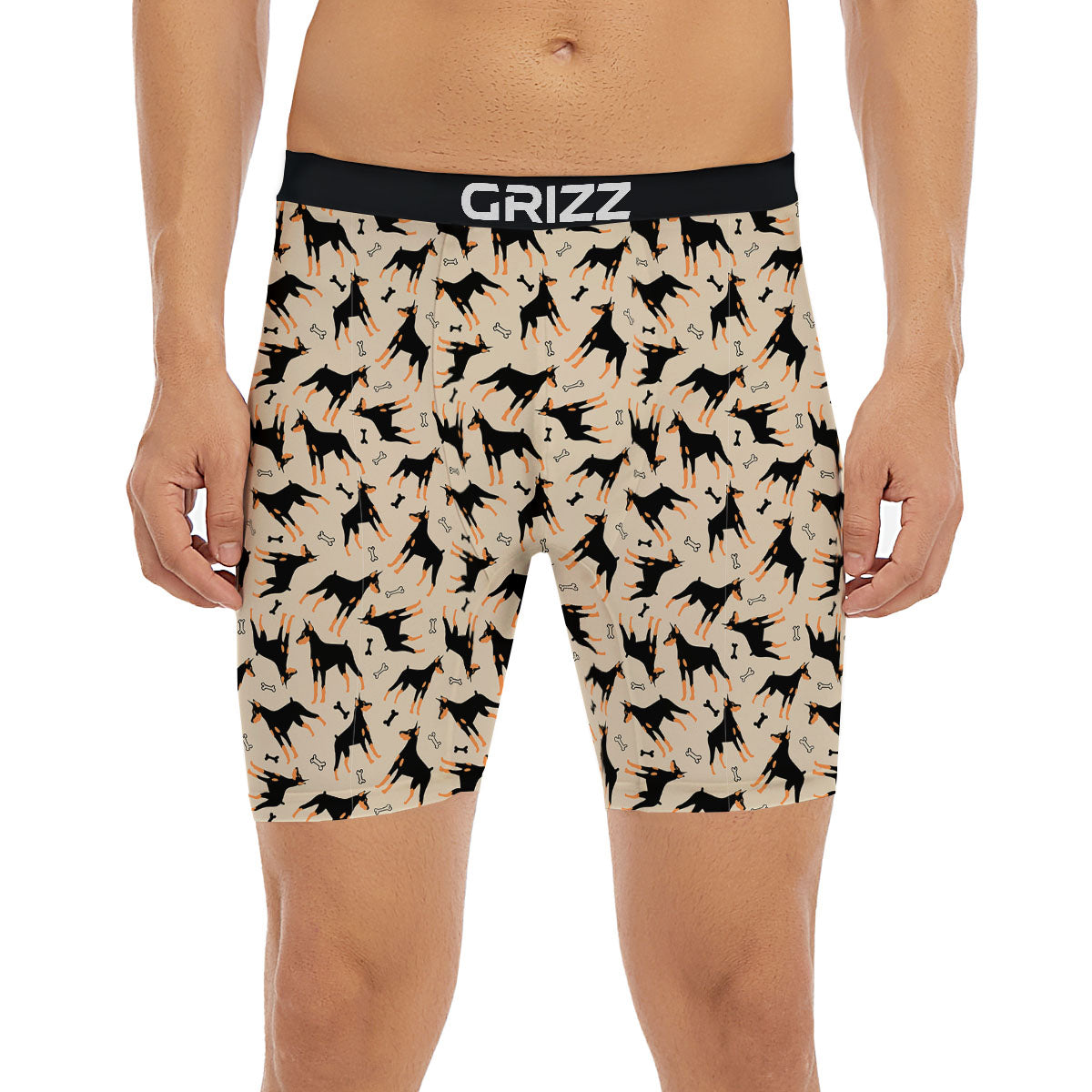 Pinscher Doberman Print Pattern Boxer Briefs-grizzshop