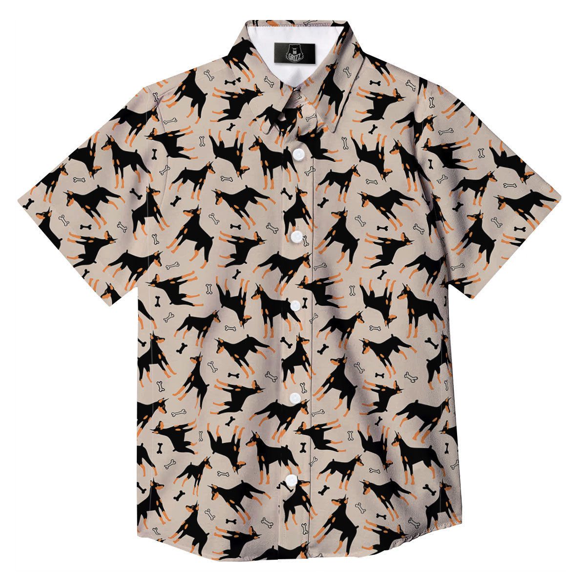 Pinscher Doberman Print Pattern Button Up Shirt-grizzshop