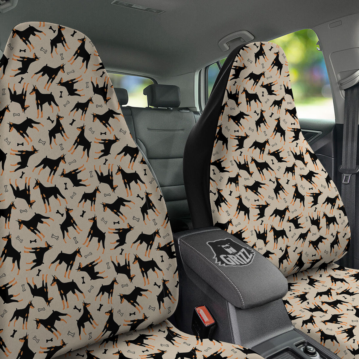 Pinscher Doberman Print Pattern Car Seat Covers-grizzshop