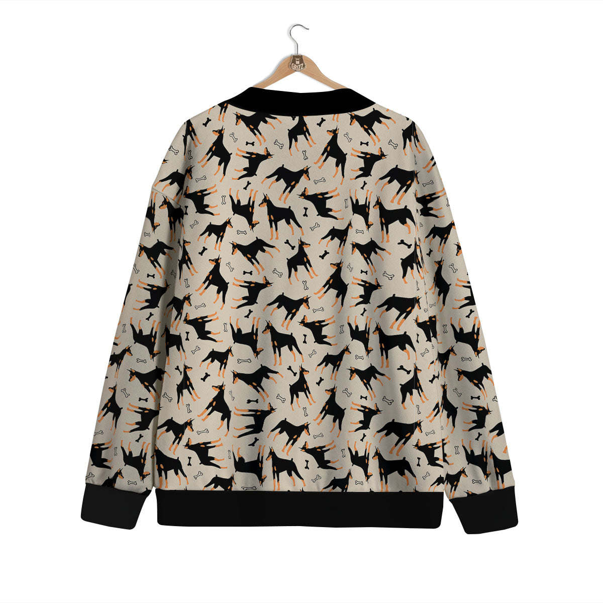 Pinscher Doberman Print Pattern Cardigan-grizzshop