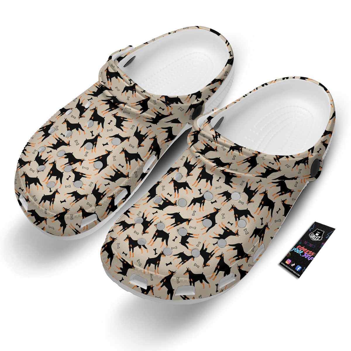 Pinscher Doberman Print Pattern Clog-grizzshop